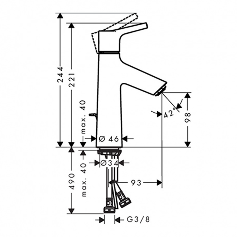 Hansgrohe Talis S 100 baterija za lavabo 72020000 - SLAVINE ZA LAVABO ...