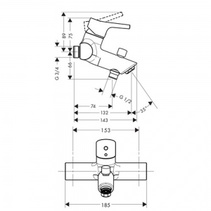 Hansgrohe Talis S baterija za kadu 72400000