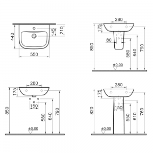 VITRA S20 KONZOLNI LAVABO 55X44 5502L003-0001