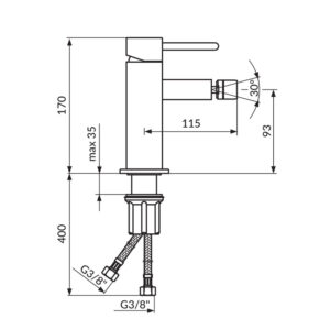 DARK baterija za bide JD39101 dimenzije