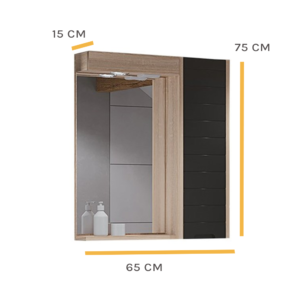 MOSTAR Black Sonomo 65 ormarić sa ogledalom