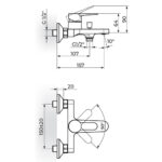 BLAU baterija za kadu B133100B dimenzije