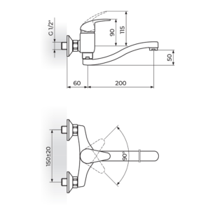 PERLA zidna baterija izliv S 200mm JP321S20