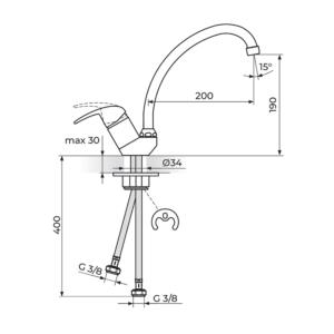 PERLA baterija za sudoperu 2 cevi JP382001