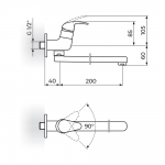 PERLA baterija za hladnu vodu izliv 200mm JP522020