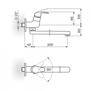 PERLA baterija za hladnu vodu izliv 200mm JP522020