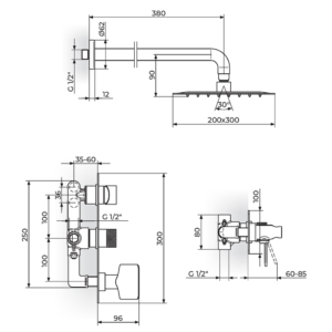 S2 Black baterija za tuš kadu - komplet 231605B