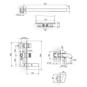 S2 Black baterija za tuš kadu - komplet 231709B