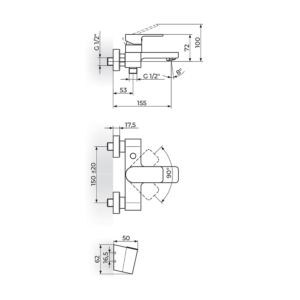 S2 Black baterija za kadu - komplet 233101B