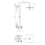 S2 Black baterija za tuš kadu sa usponskim tušem - komplet 237251B