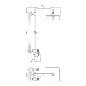 S2 Black baterija za tuš kadu sa usponskim tušem - komplet 237351B