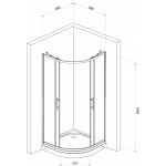 Tuš kabina R90x185/5mm staklo sa kvadratićima JAK5291