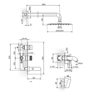 S2 Black baterija za tuš kadu - komplet 231705B