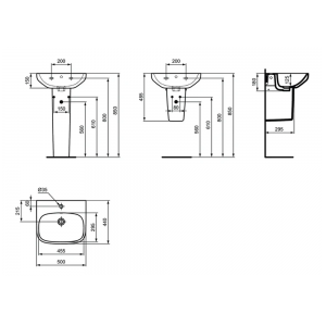 IDEAL STANDARD ILIFE A KONZOLNI LAVABO 50X44 T470701
