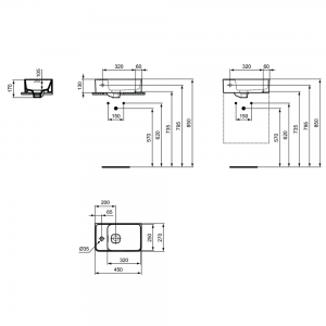 IDEAL STANDARD STRADA 2 KONZOLNI LAVABO 45X27 LEVI T299401