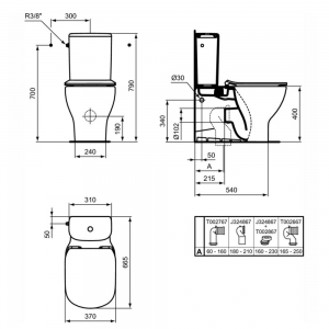 Ideal Standard Tesi AquaBlade monoblok univerzalni sa wc daskom T033601