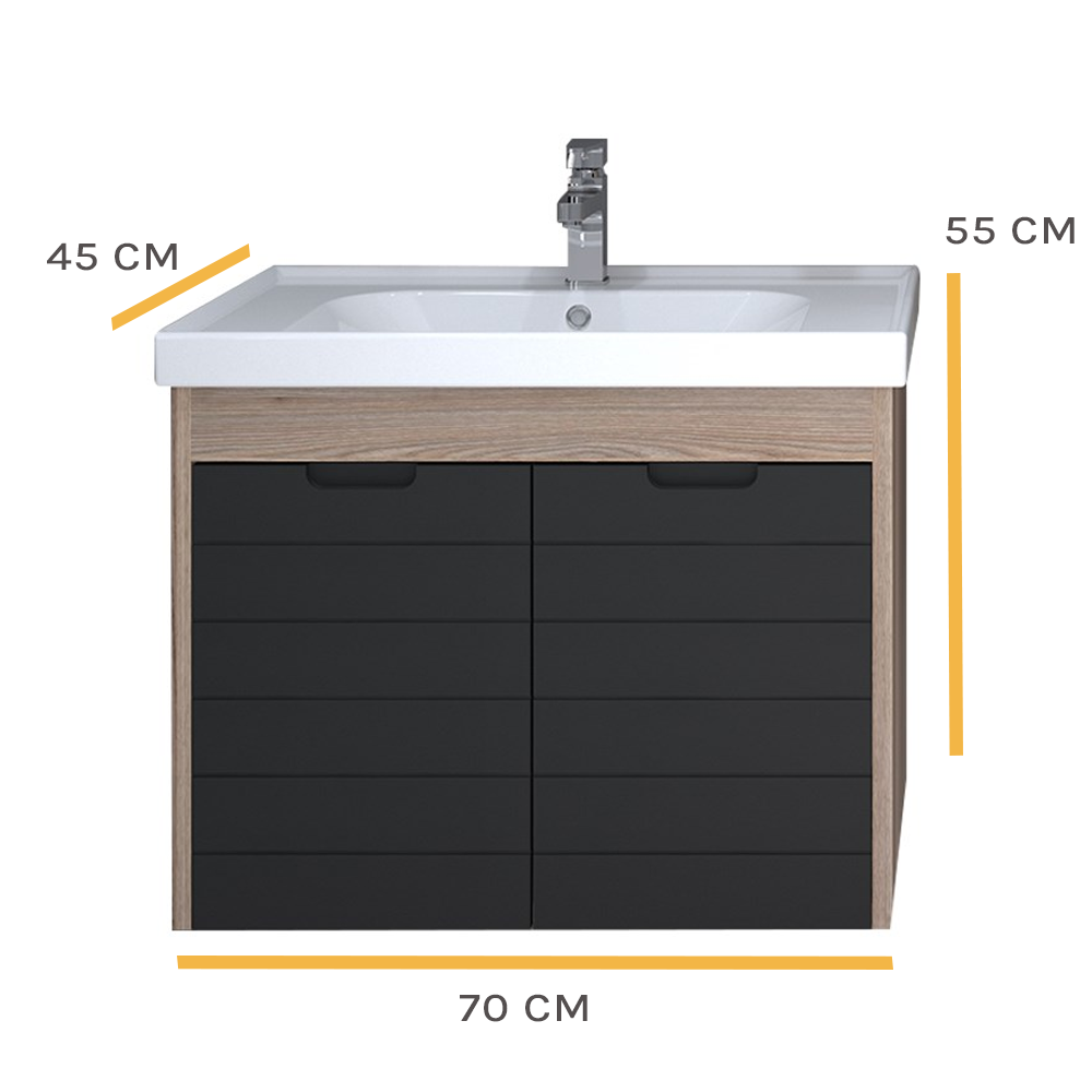 MOSTAR Black Sonomo 70 ormarić sa umivaonikom MOSTAR Black Sonomo 70 ormarić sa umivaonikom