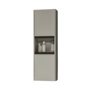 Kupatilska vertikala NEXT Grey 40 u sivoj boji sa crnim profilom i centralnom otvorenom policom