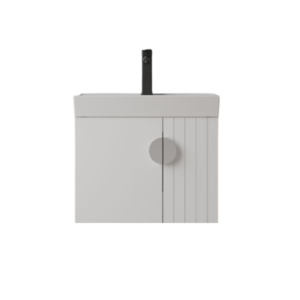 Beli kupatilski ormarić STEP White 65 sa umivaonikom i dekorativnim vertikalnim linijama