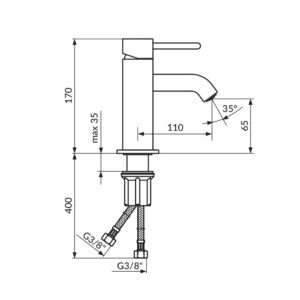 DARK baterija za lavabo JD30101 dimenzije