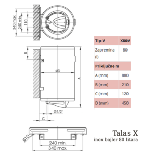 ELIT Talas X inox bojler 80 litara 1007 ELIT Talas X inox bojler 80 litara 1007