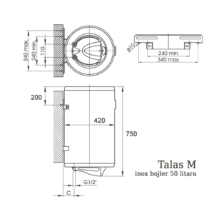 ELIT Talas M inox bojler 50 litara 1003
