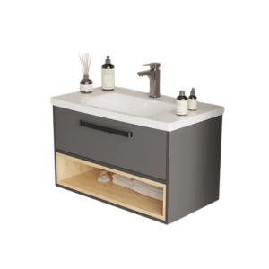 Kupatilski ormarić ZUMA Antracite Oak 80 sa širokim lavaboom
